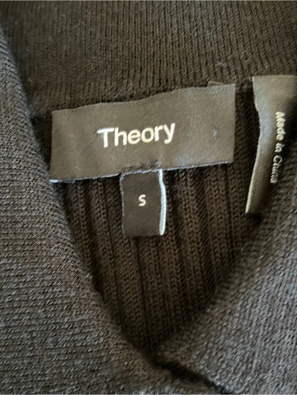 THEORY Bering Wool Blend Slim Ribbed Polo in Black Size Small NWOT